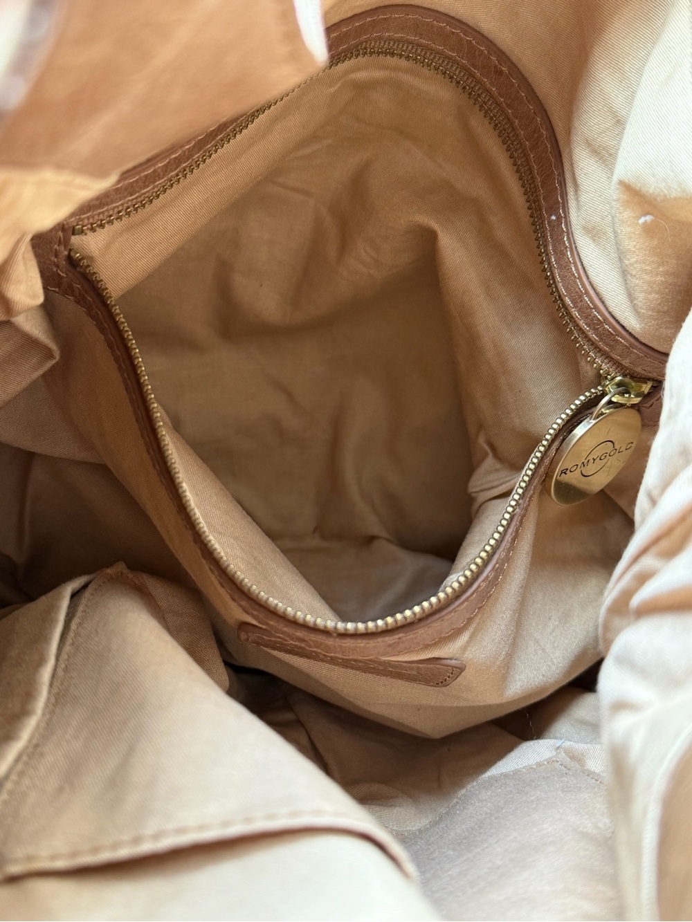 ROMYGOLD Large Bronze Tan Shoulder Bag Hobo Tote - Picture 6 of 8